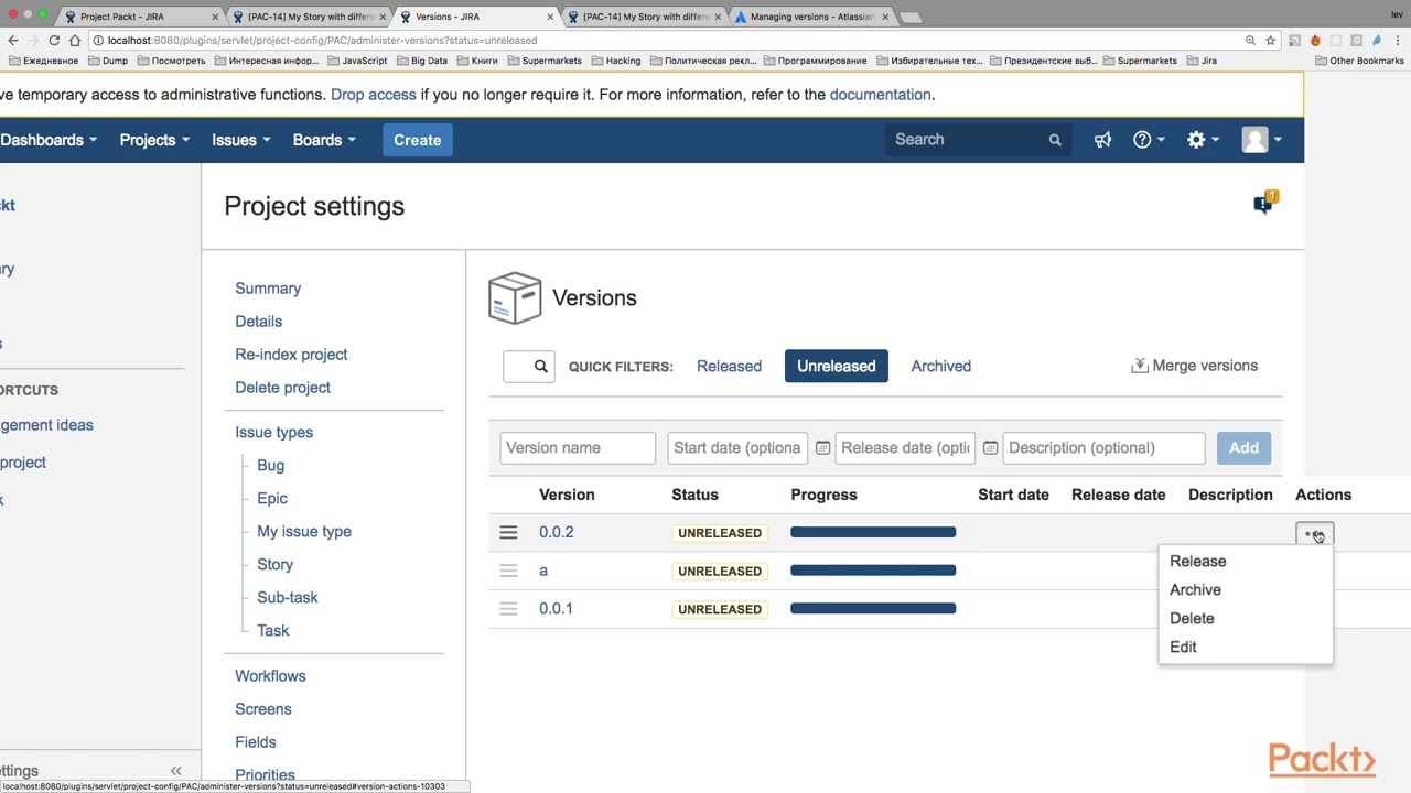 jira versions