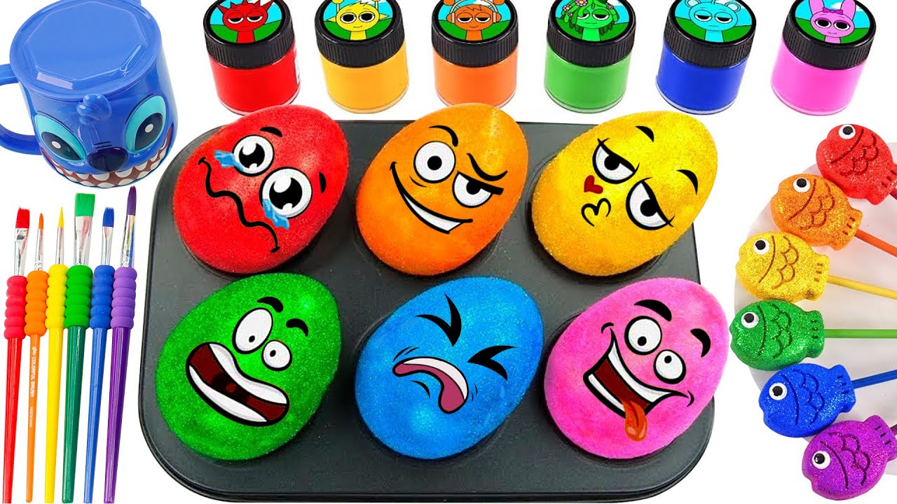 Video DIY: C&oacute;mo hacer slime con forma de huevo arco&iacute;ris en latas de pintura y cortar dulces ASMR