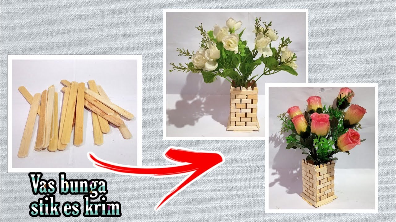 ide kreatif vas bunga dari stik es krim |Hiasan Rumah