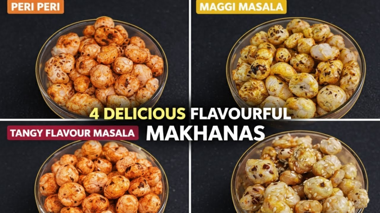 4 तरह की हेल्दी मखाना रेसिपी सीखें मिनटों में | Flavoured Makhana Recipe | Healthy Roasted Makhana