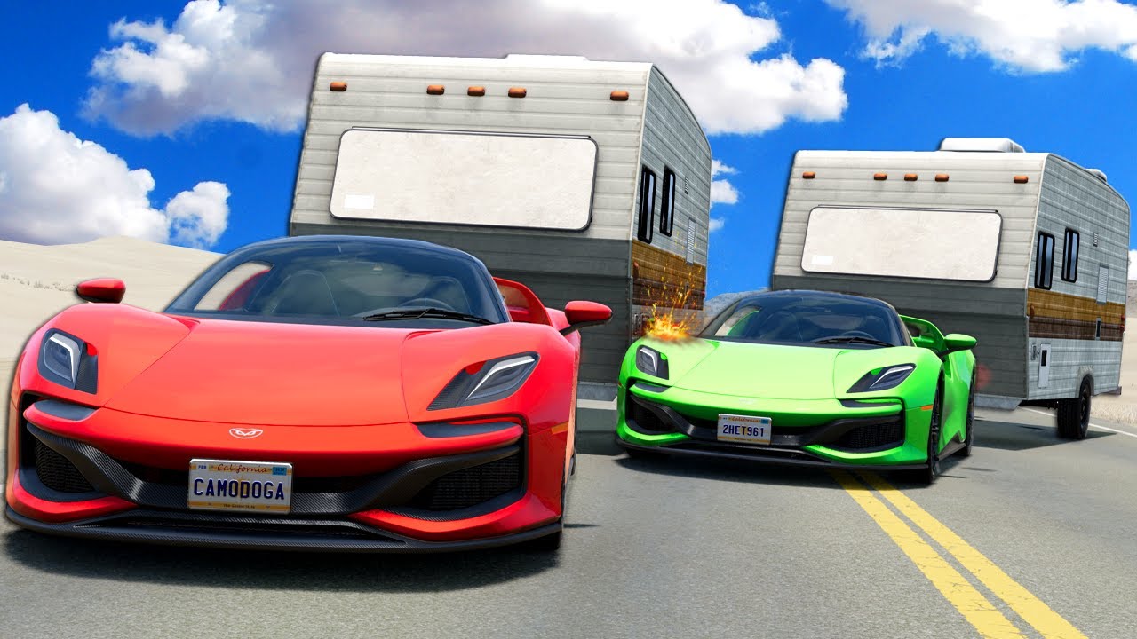 Towing Caravans Up a Mountain with Questionable Cars in BeamNG Drive Mods!