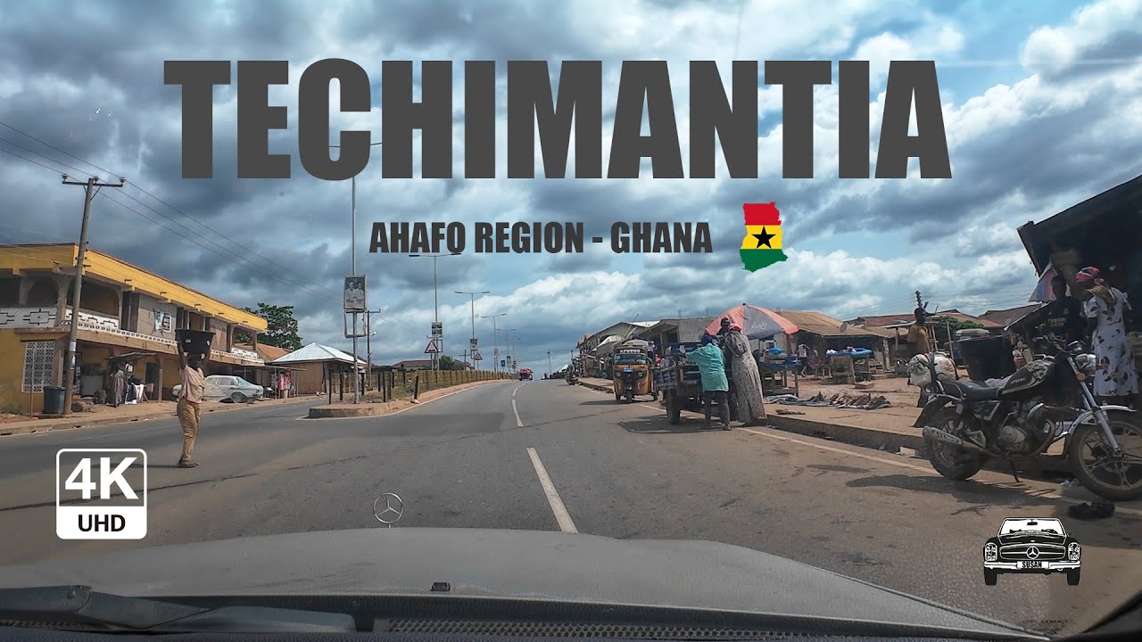 Techimantia Road Drive from Subriso Tweapease and Akobro in Ahafo Region of Ghana 4K
