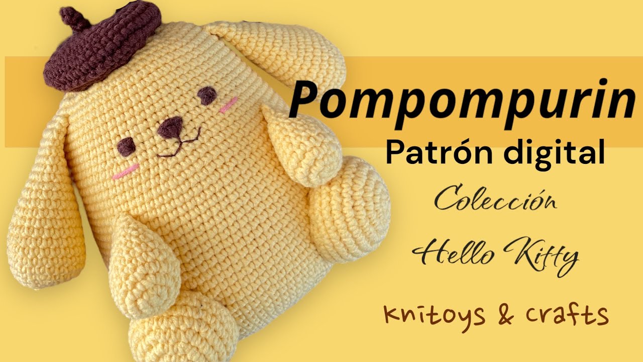 POMPOMPURIN tierno PERRITO Amigurumi de HELLO KITTY - PATRÓN DIGITAL AMIGURUMI- Materiales