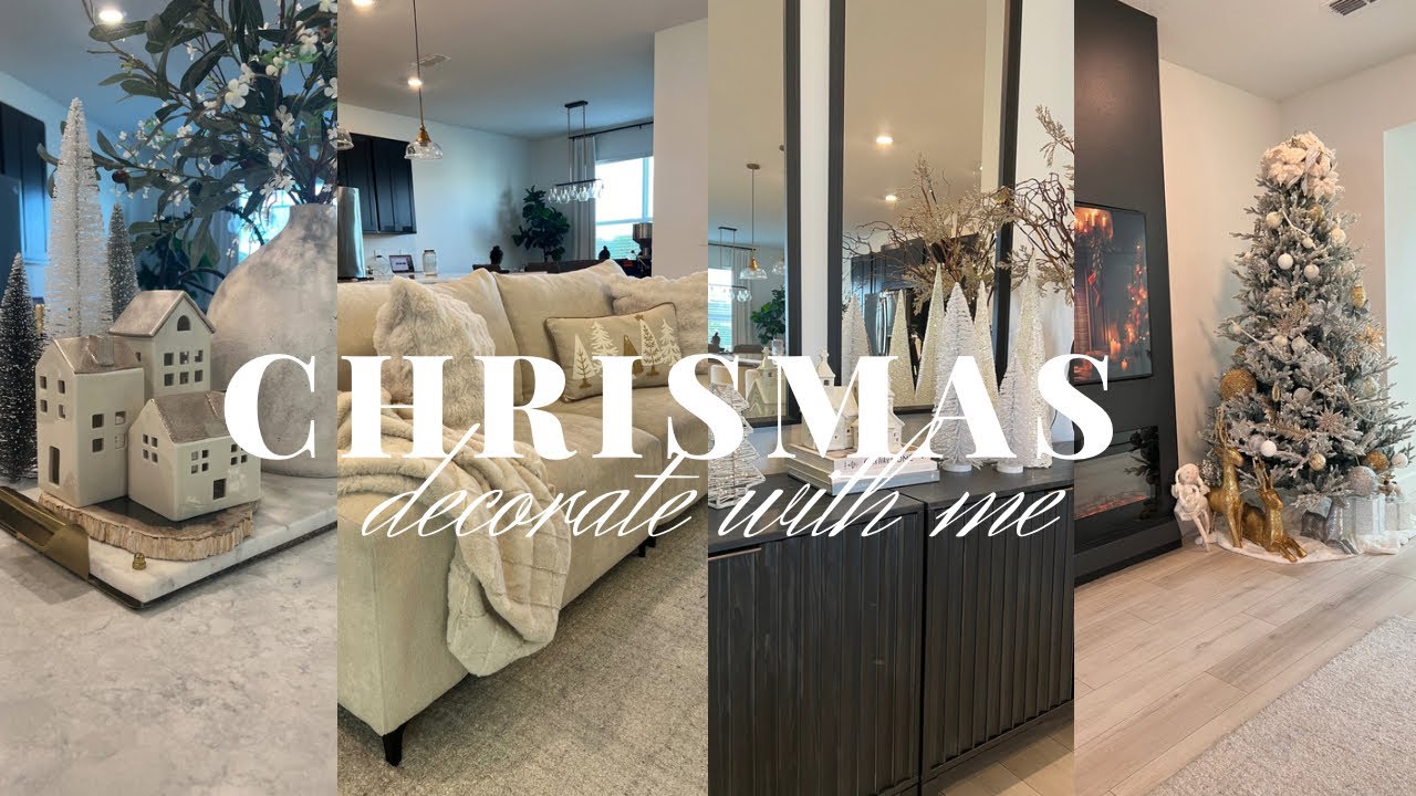 CHRISTMAS DECORATE WITH ME | HOW TO DECORATE AN ELEGANT LIVING ROOM FOR THE HOLIDAYS