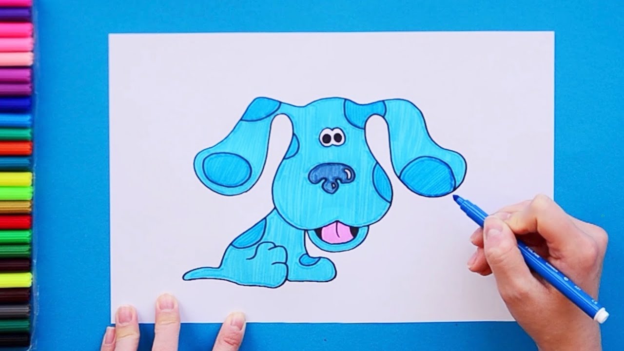 How to draw Blue the Dog - Blue's Clues Show