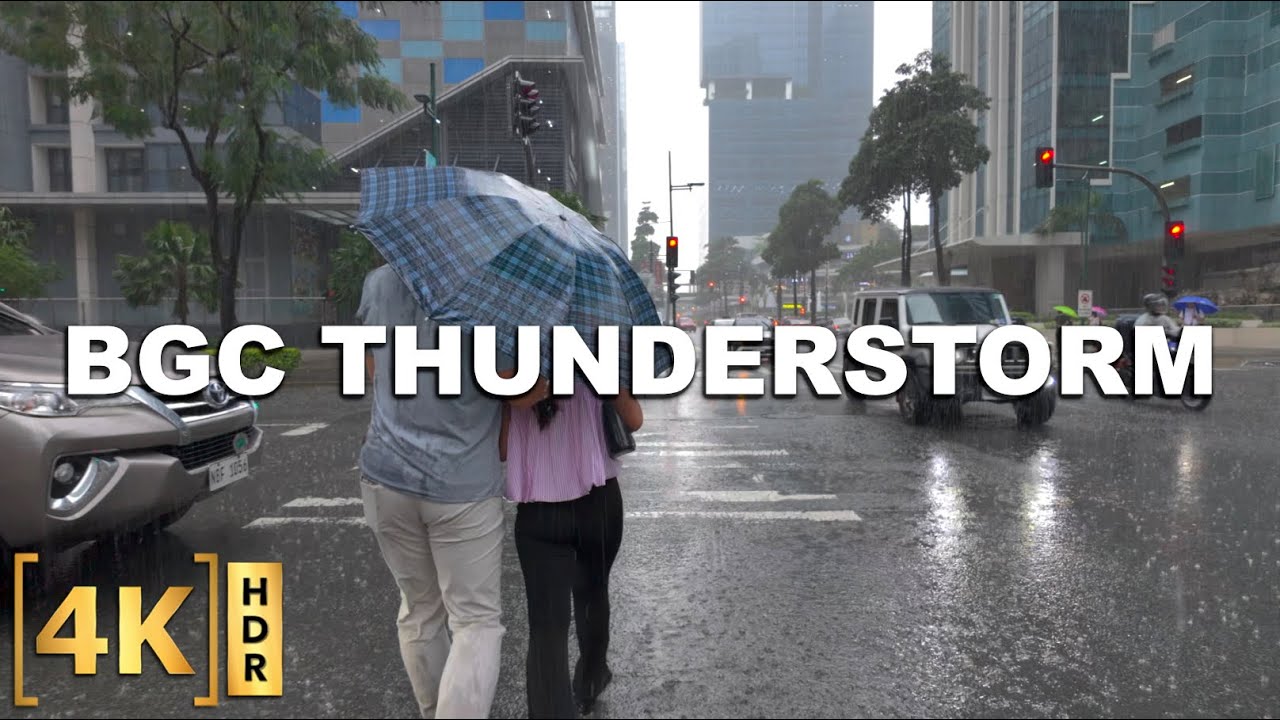 Walking Around BGC During a Heavy Thunderstorm | 2025 Rain Walk ASMR | Taguig City, Philippines