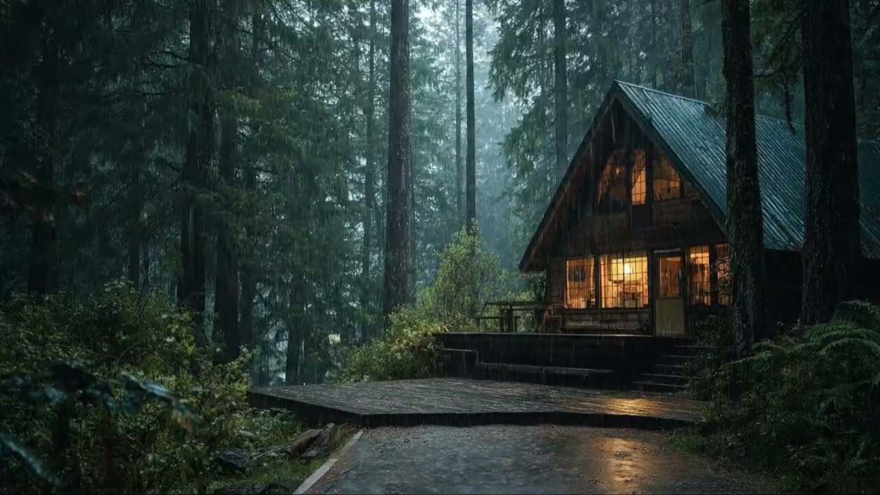 Rain Sounds in a Cozy Cabin 🌧️ Calm Evening Ambience to Unwind After Work