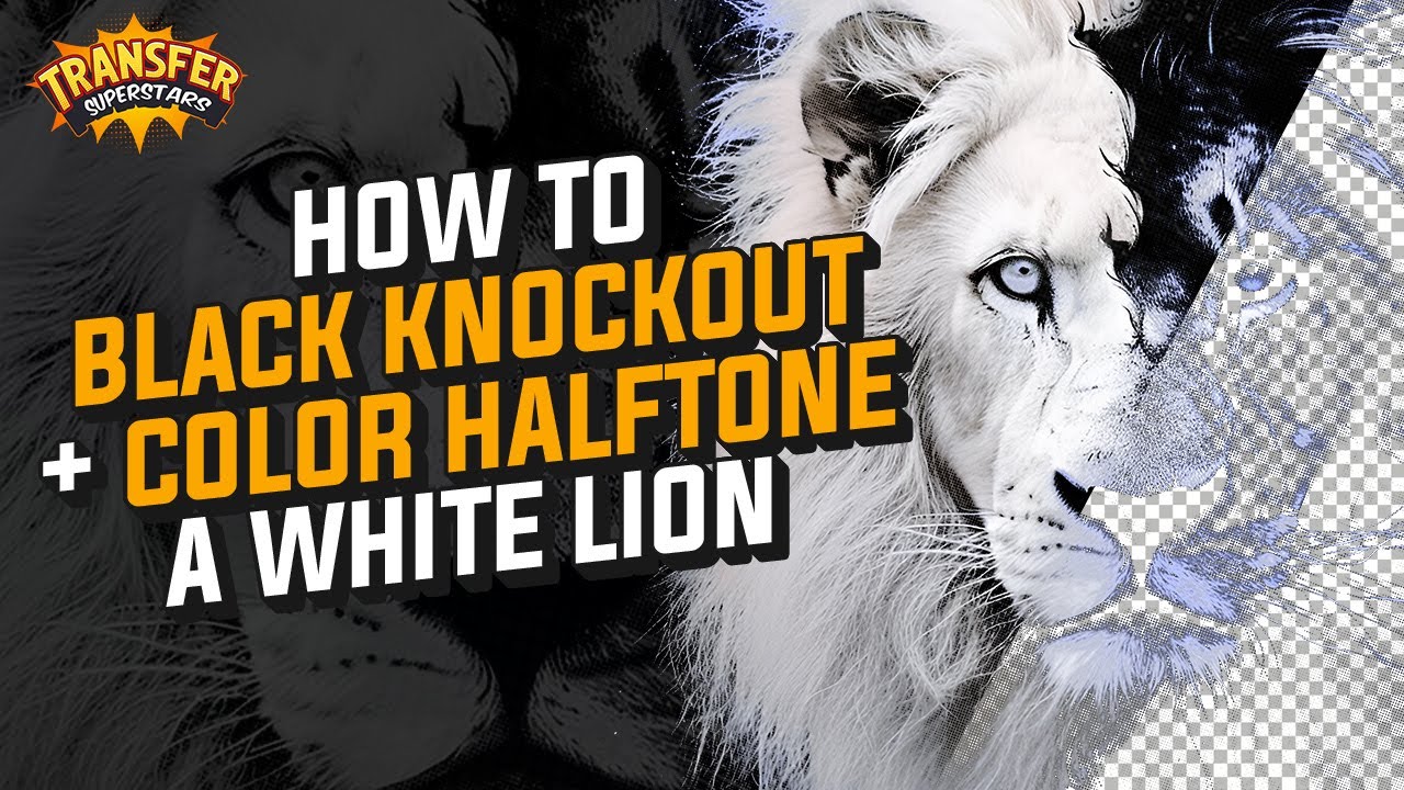 How to Black Knockout + Color Halftone A White Lion
