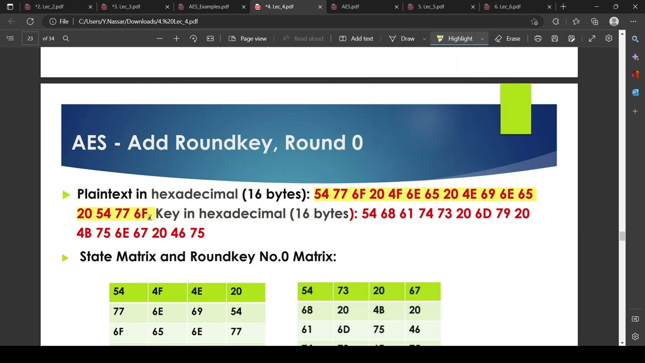 Computer Security - Lec 4 ( AES algorithm )