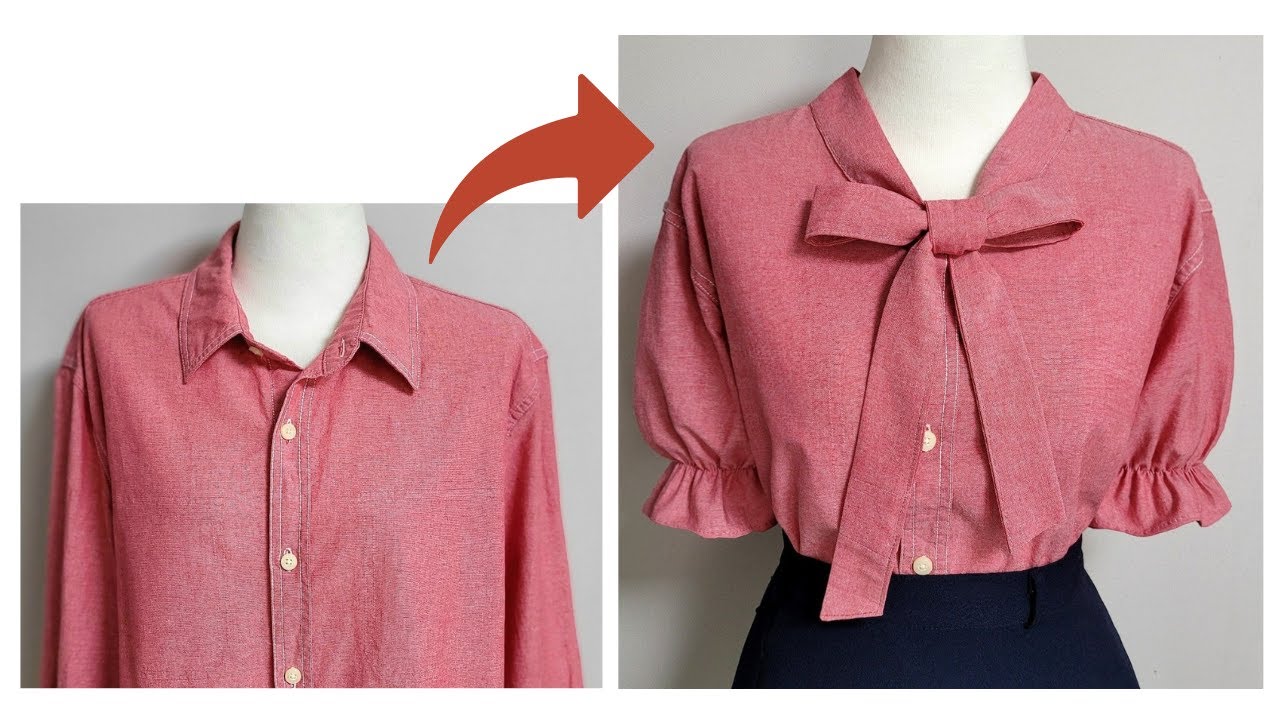 DIY 30분만에 셔츠를 블라우스로 만들기/Turn a shirt into a blouse in 30 minutes/Upcycling a Shirt/셔츠 리폼