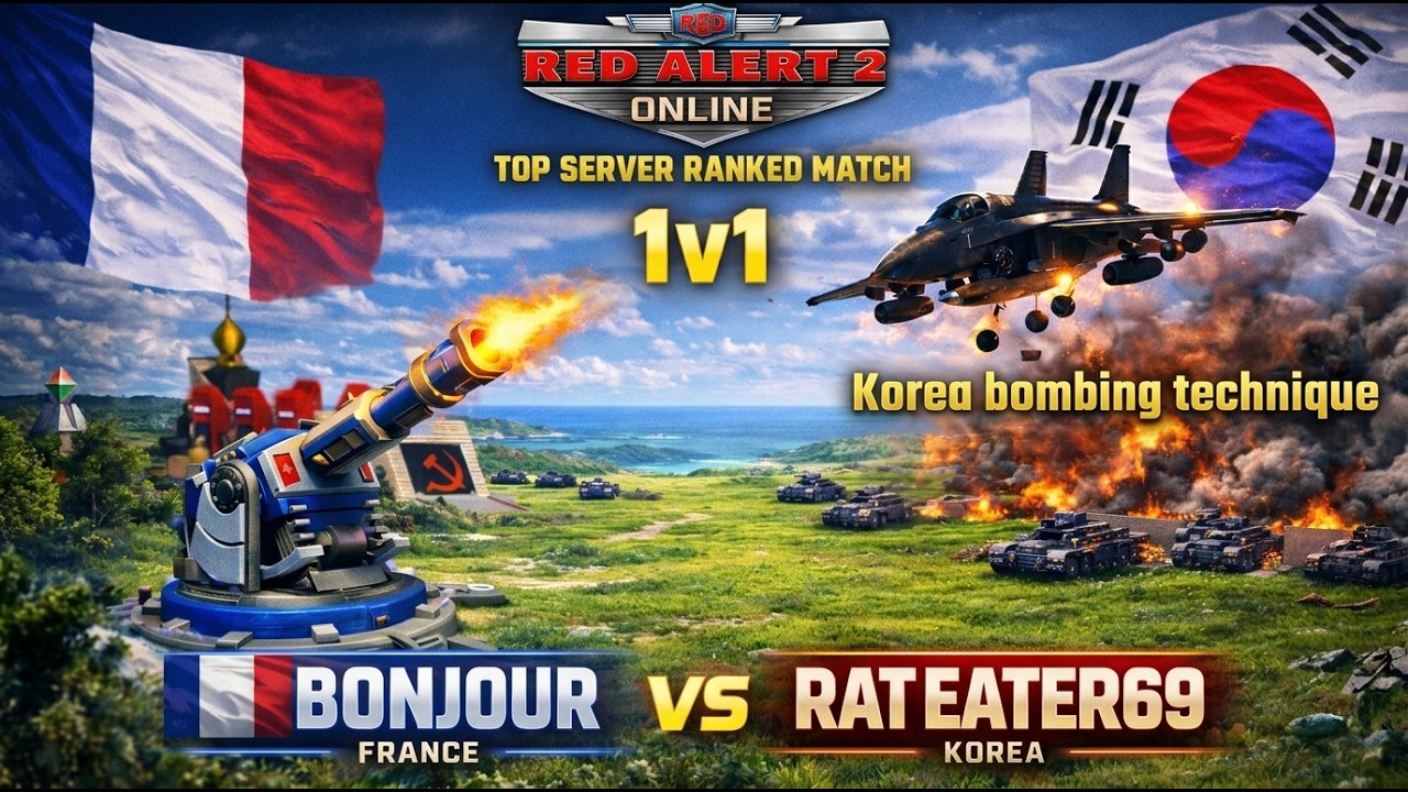 1v1 Bonjour vs RatEater69 – Intense 1v1 Ranked Battle on Official Tournament Map |Red Alert 2 Online