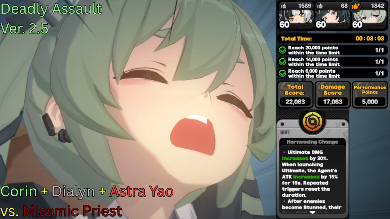 Ver. 2.5 Deadly Assault - 22k Score using Corin + Dialyn + Astra Yao vs. Miasmic Priest