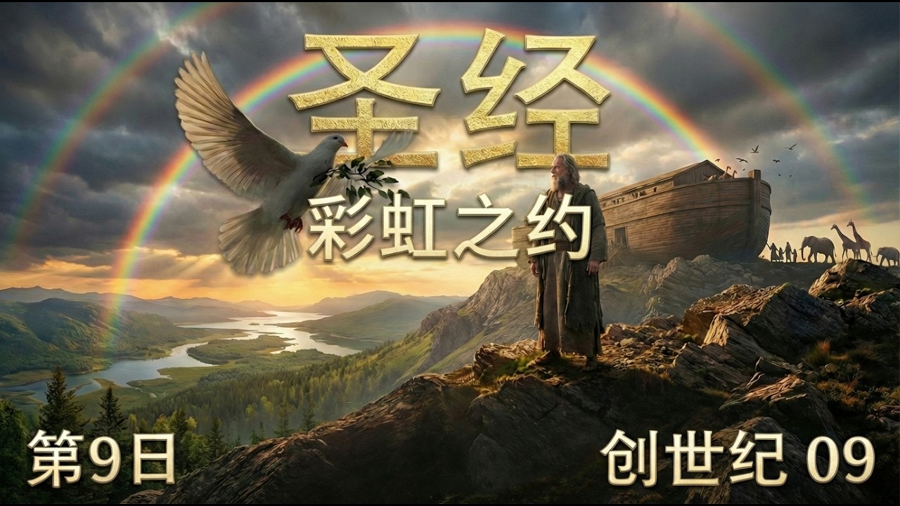 第9日 | 圣经 创世记 09 — 彩虹之约 [从零开始的恩典] #圣经#创世纪 #旧约 #bible #aiart   #dailyblessing  #aivideo