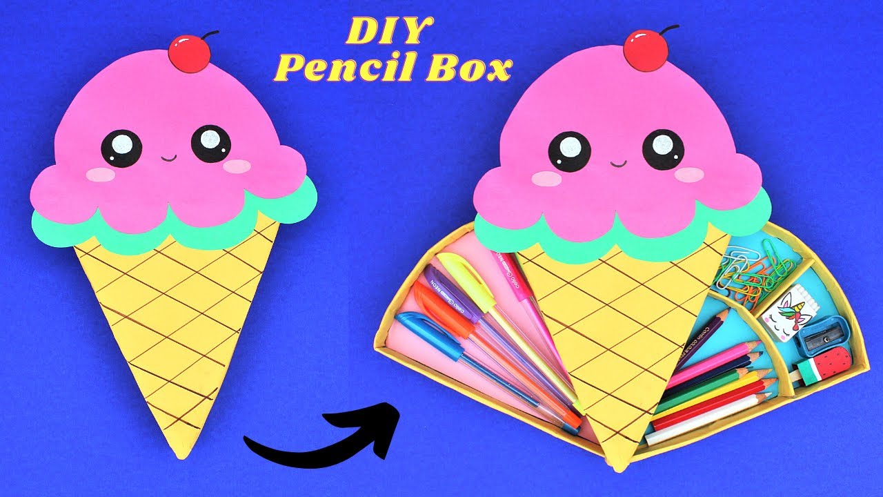 DIY Pencil Case/ How to make a Cute Ice Cream Pencil Box/ Best out of waste