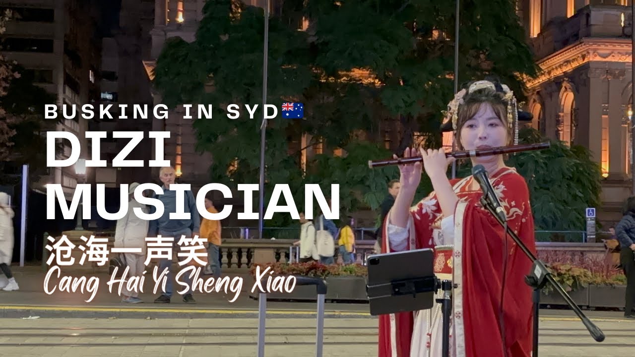 Cang Hai Yi Sheng Xiao 沧海一声笑 by Chinese Dizi Musician 🪈 Part 2  | Busking in Sydney