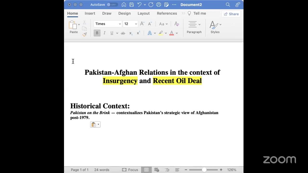 Pakistan-Afghan Relations in the context of Insurgency and Recent Oil Deal