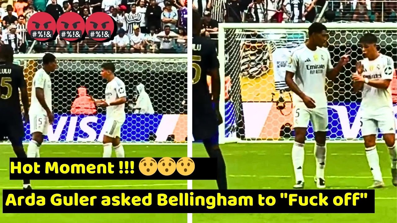 Arda G&uuml;ler heated moment with Jude Bellingham in the Real Madrid vs Juventus 1-0 match