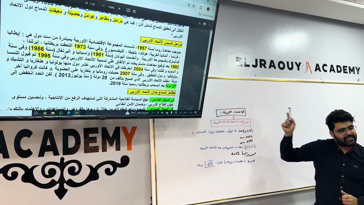 دروس التكثلات في حصة واحدة (الاتحاد الاوربي ، الينا،اسيان)