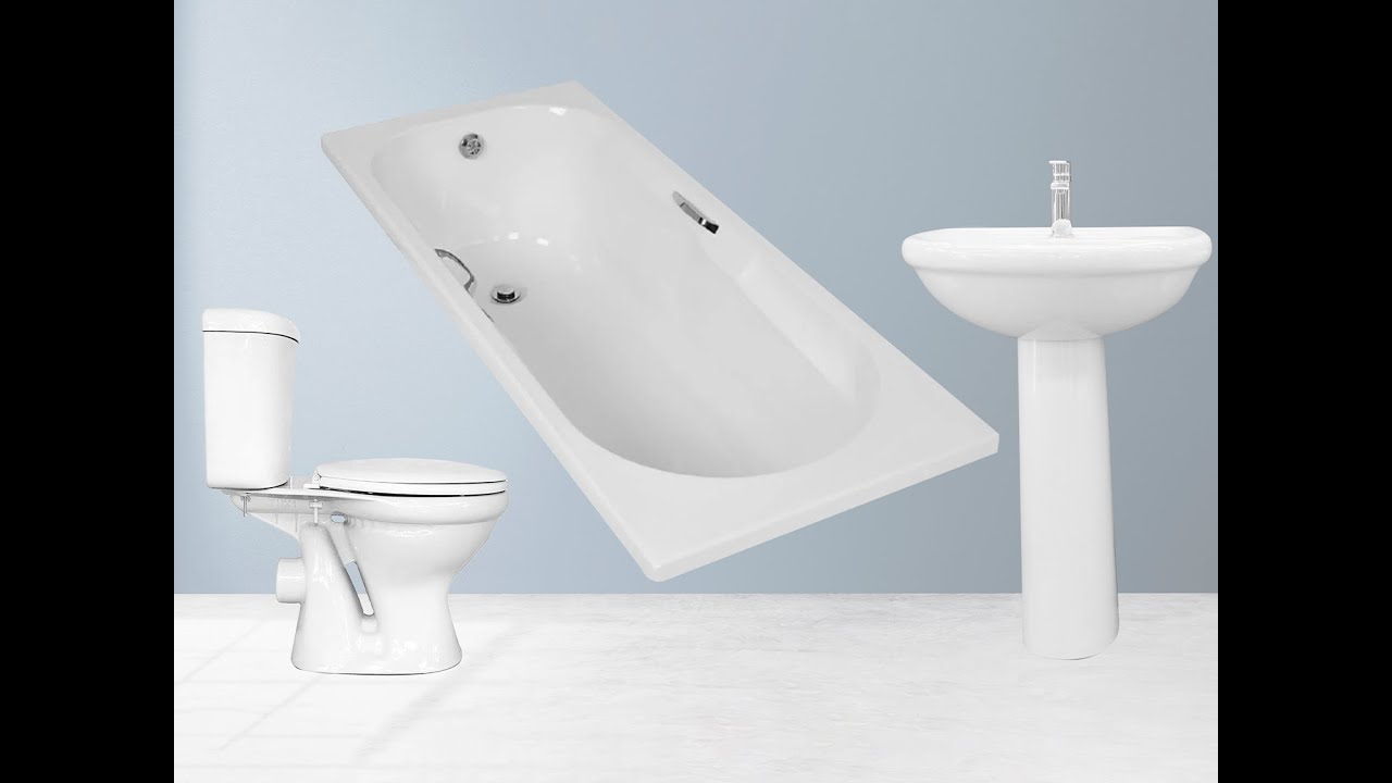 Coral White Bathroom Set - Bath, Basin, Pedestal & Dual Top Flush Toilet Suite - XXWH10032