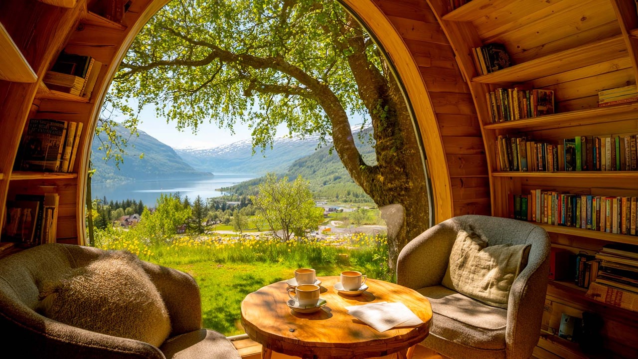 Spring Morning in a Lakeview Cabin 🌿☕ Birdsong & Spring Ambience & Fresh Air for Reading & Unwind 📚