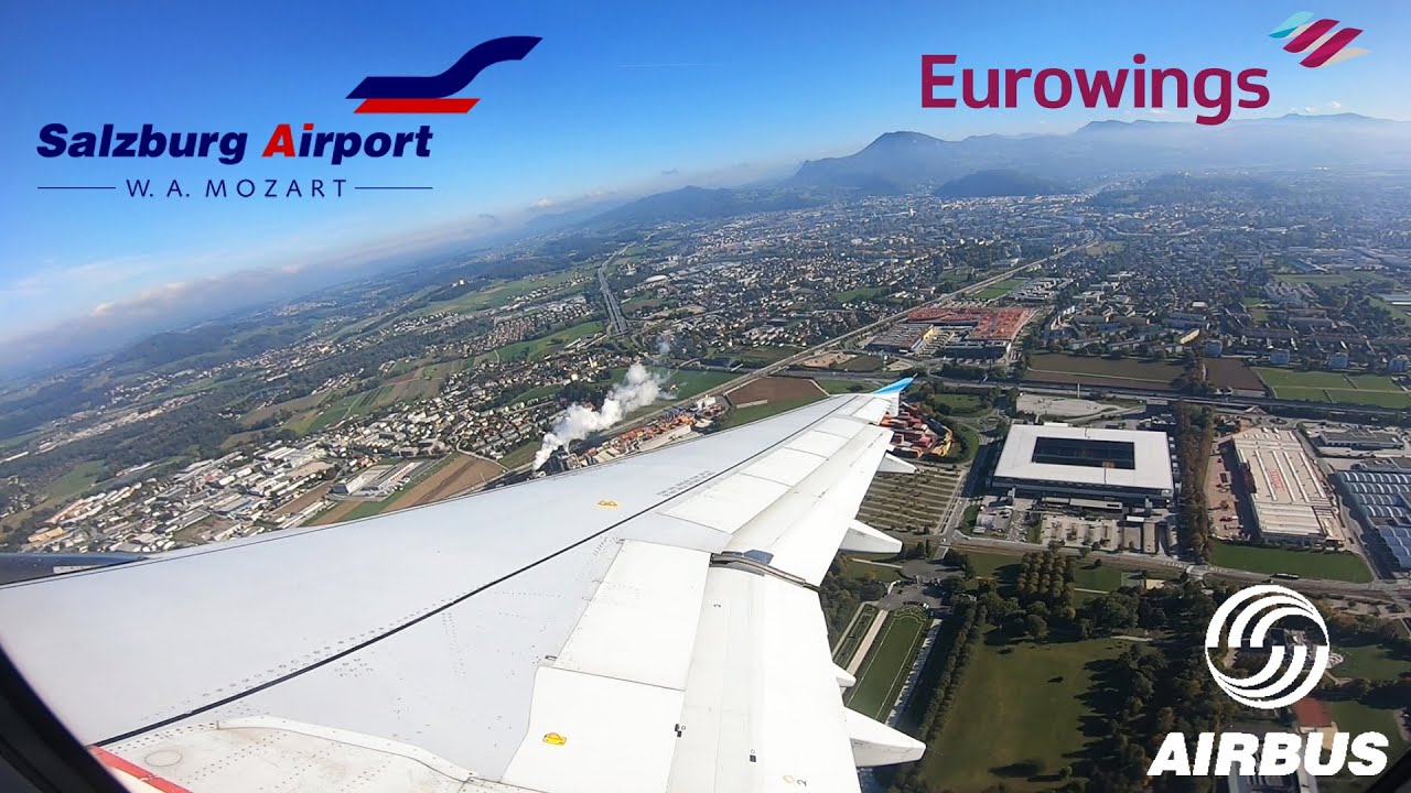 Eurowing Airbus A320 taxi and takeoff Salzburg Airport