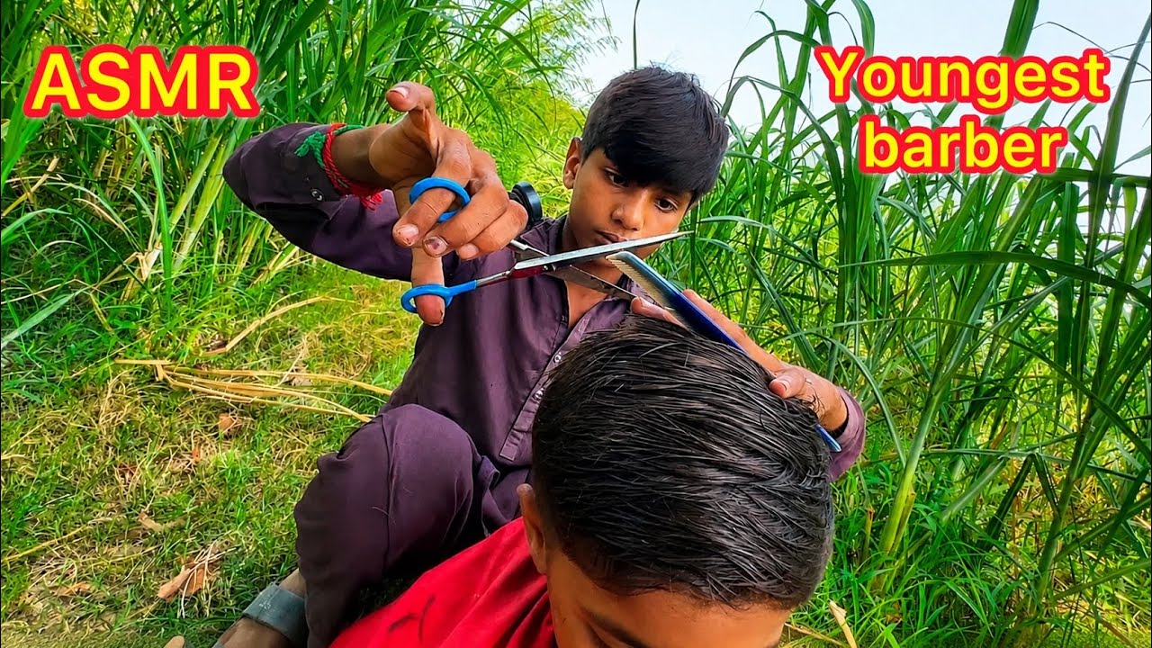ASMR youngest barber 💈 in the world Amazing haircut job 