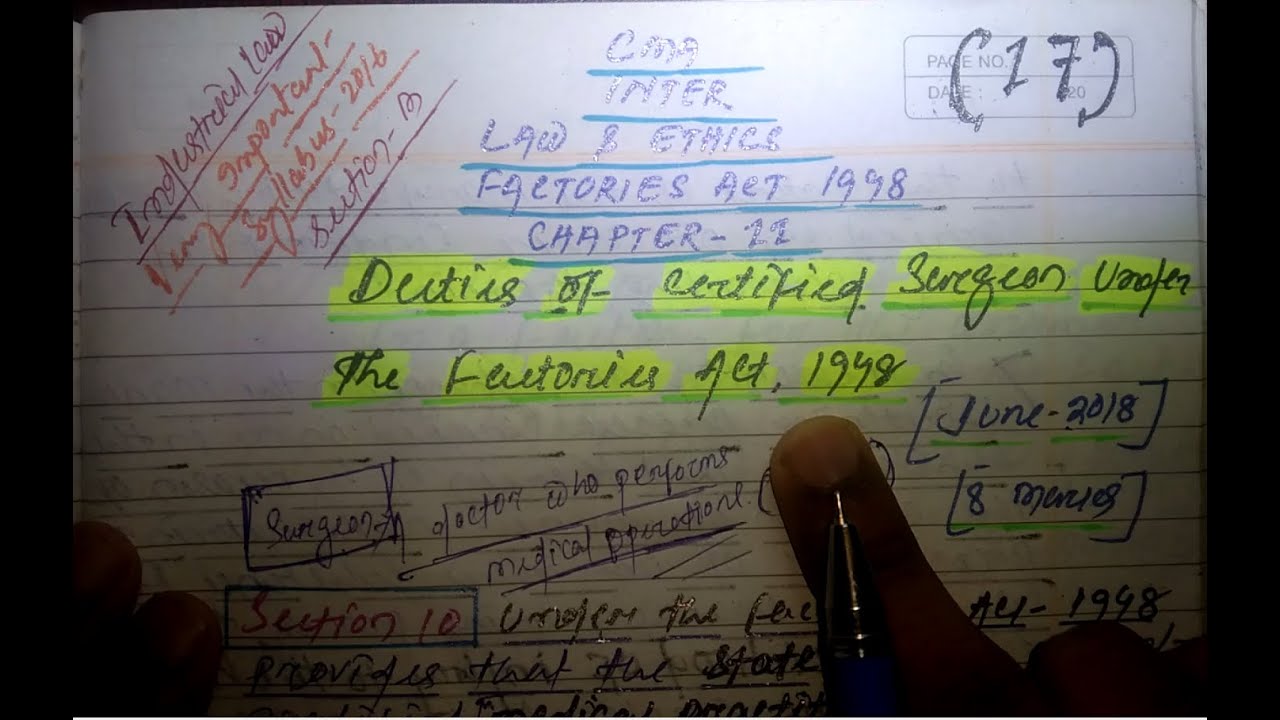 #LectureNo17#DutiesofCertifiedSurgeon#FactoriesAct1948