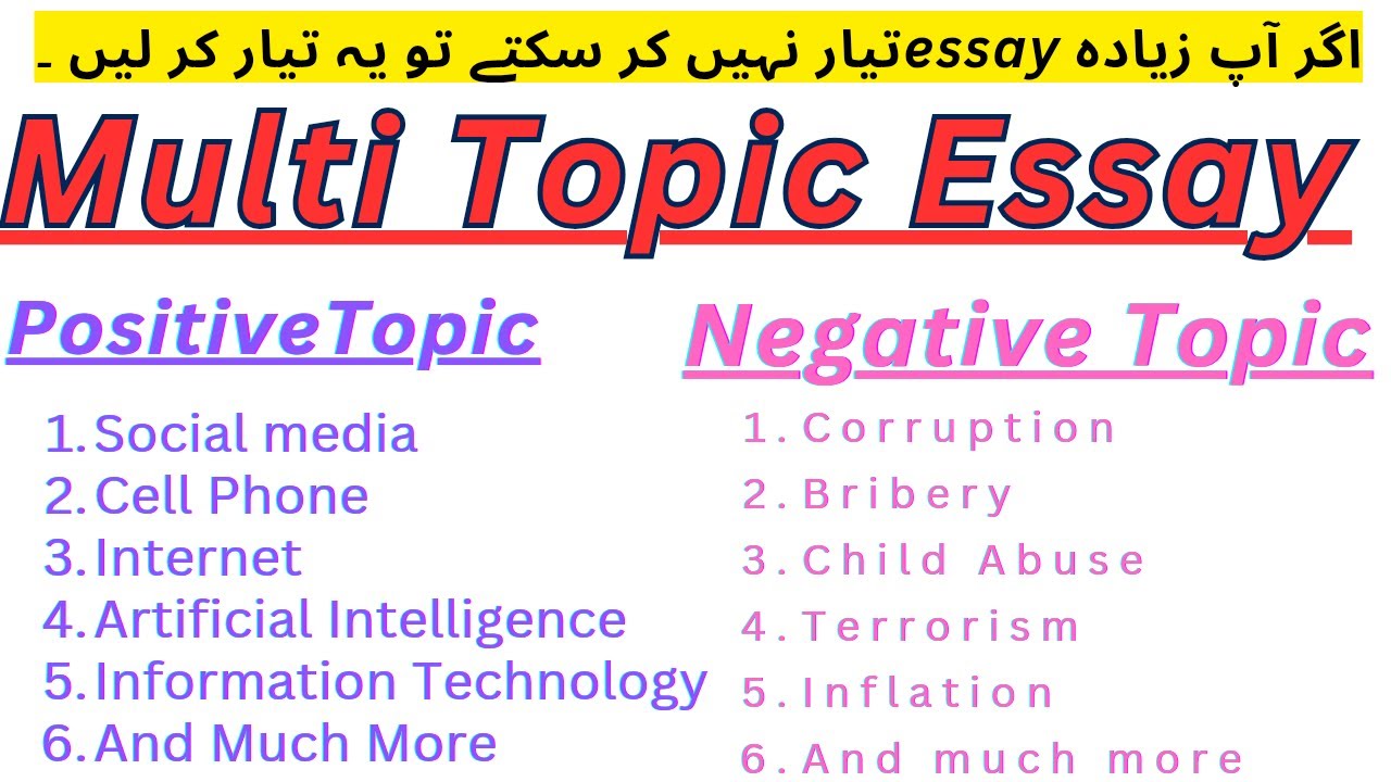 Multi Topic Essay Positive and Negative Topic Essay with Outlines One Essay Covers 50 Essays With Ur
