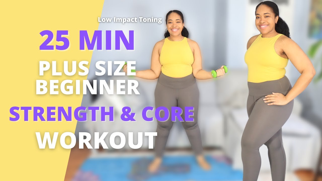 PLUS SIZE/Beginner Total Body Strength & Abs Toning 25 Minutes Low Impact Workout (NO Repeats)