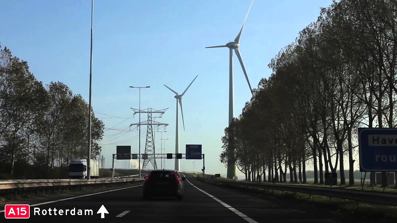 Rit over de A15 Maasvlakte naar Spijkenisse / Motorway A15 from the Maasvlakte towards Spijkenisse