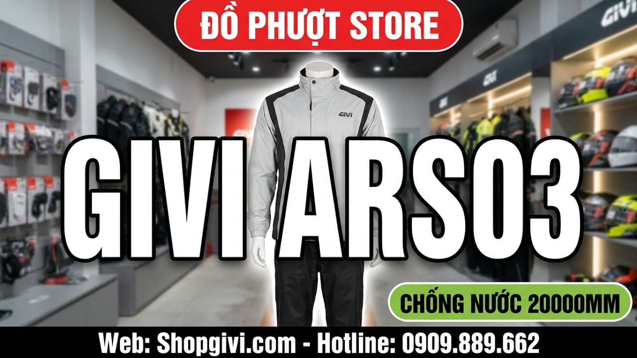 Review Áo Mưa Givi ARS03: Chống Nước 20000mm, Phản Quang 99%, Có Mũ | ShopGivi.com
