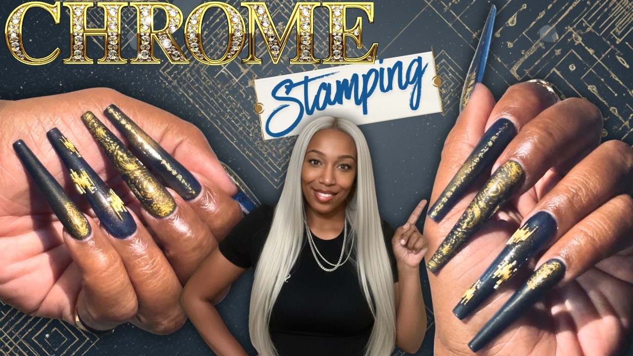 DIY Chrome Stamped Nails at Home 💅 | Easy Nail Art Hack!