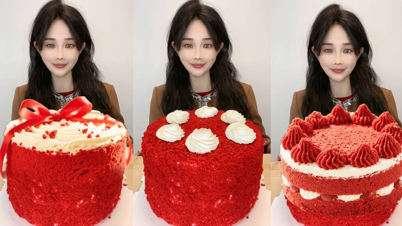 Asmr🍰Eating 🍰 (Soft And Waxy Sound) Indulge in Crimson Luxury: Our Red Velvet Cake is Irresistible
