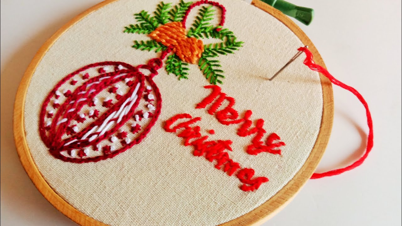 Creative Christmas embroidery tutorial | Merry Christmas ornament embroidery step by step tutorial