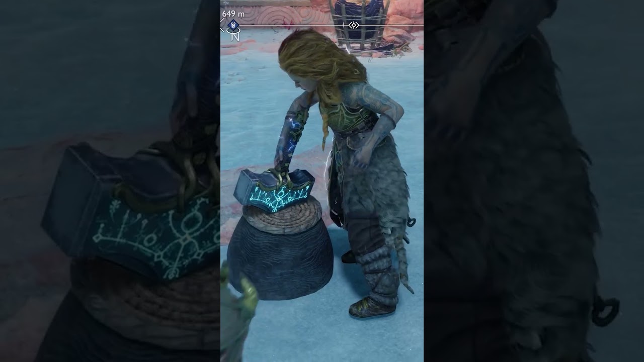 Thrud levanta el martillo de Thor