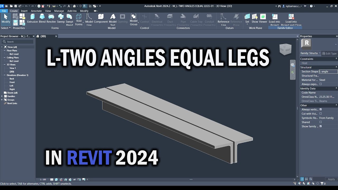The Creation Family L-Two Angles Equal Legs - Back-to-Back In Revit 2024