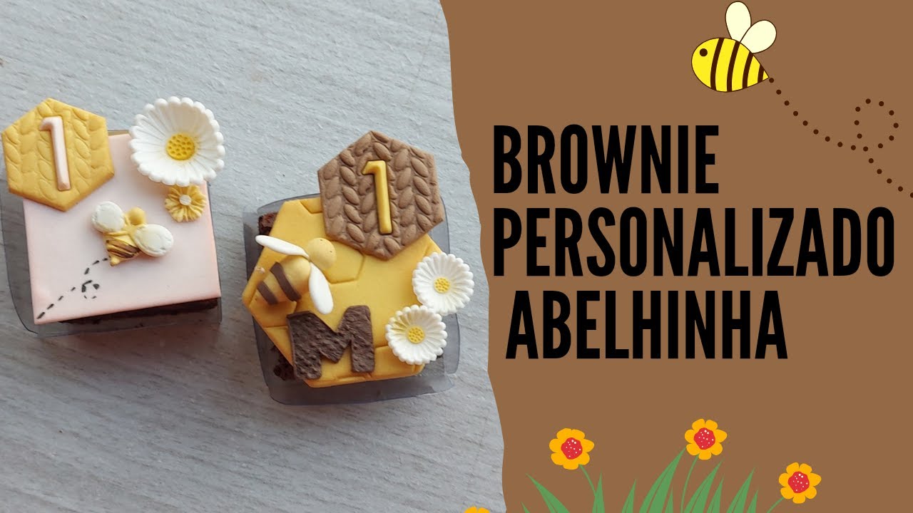 Brownie personalizado abelhinha, decoração em pasta americana