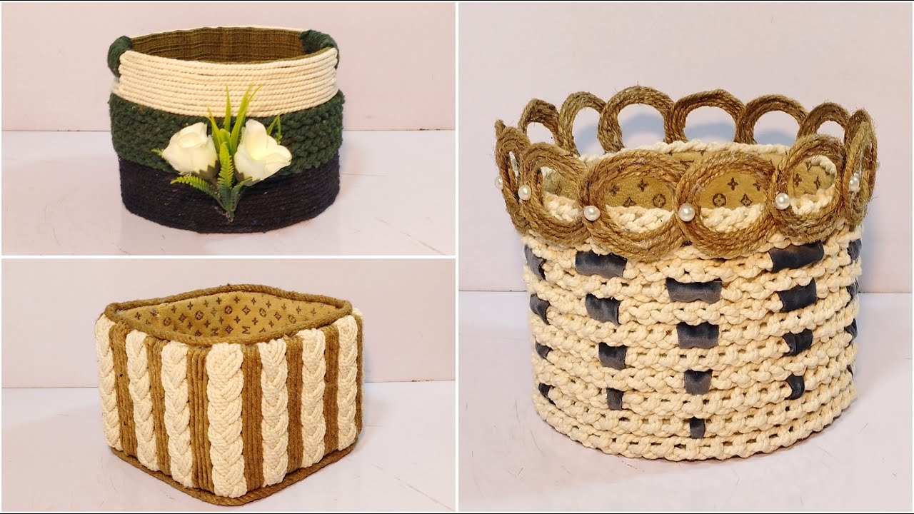 3 Different ideas of Rope Storage Basket | Diy Rope Basket | Diy Storage Organizer | Hamna Nadeem