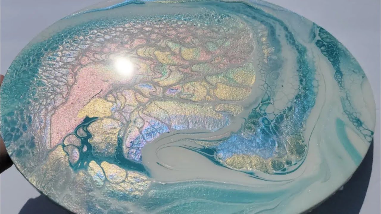 I Created A Crushed Opal Effect In My Acrylic Pour Painting!