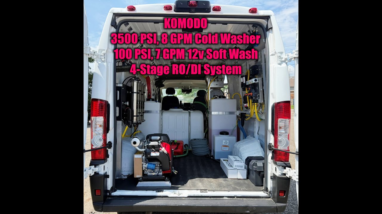 KOMODO: Ram Promaster Mobile Wash Van Install - 8 GPM Washer, 7GPM Soft Wash, RO/DI Window Cleaning