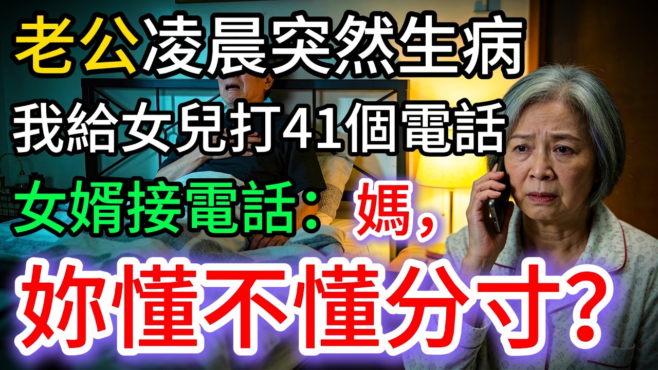 老公凌晨突然送急診，我打41個電話給女兒，沒人接，女婿反問：妳懂不懂分寸？