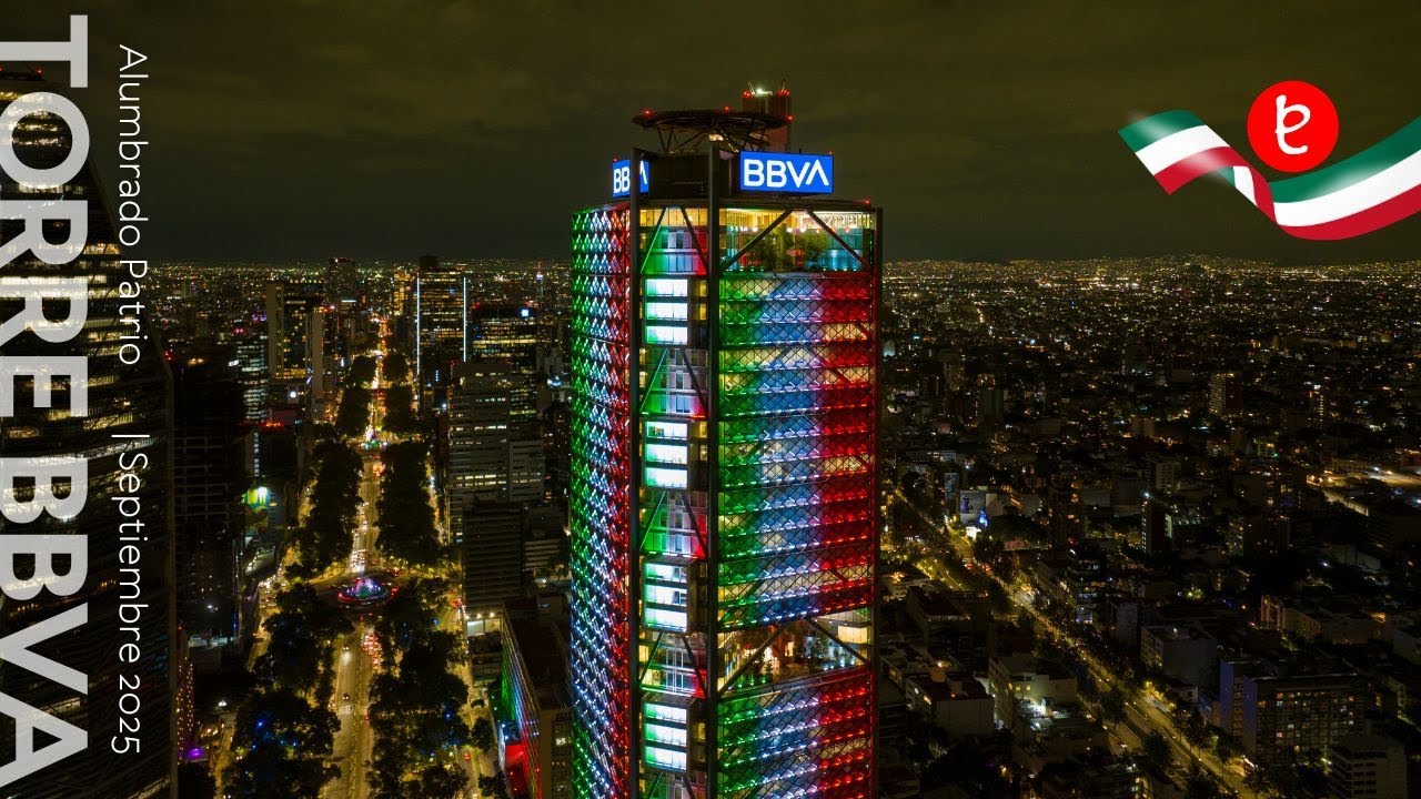 Torre BBVA, iluminación patria, septiembre 2025 | www.edemx.com