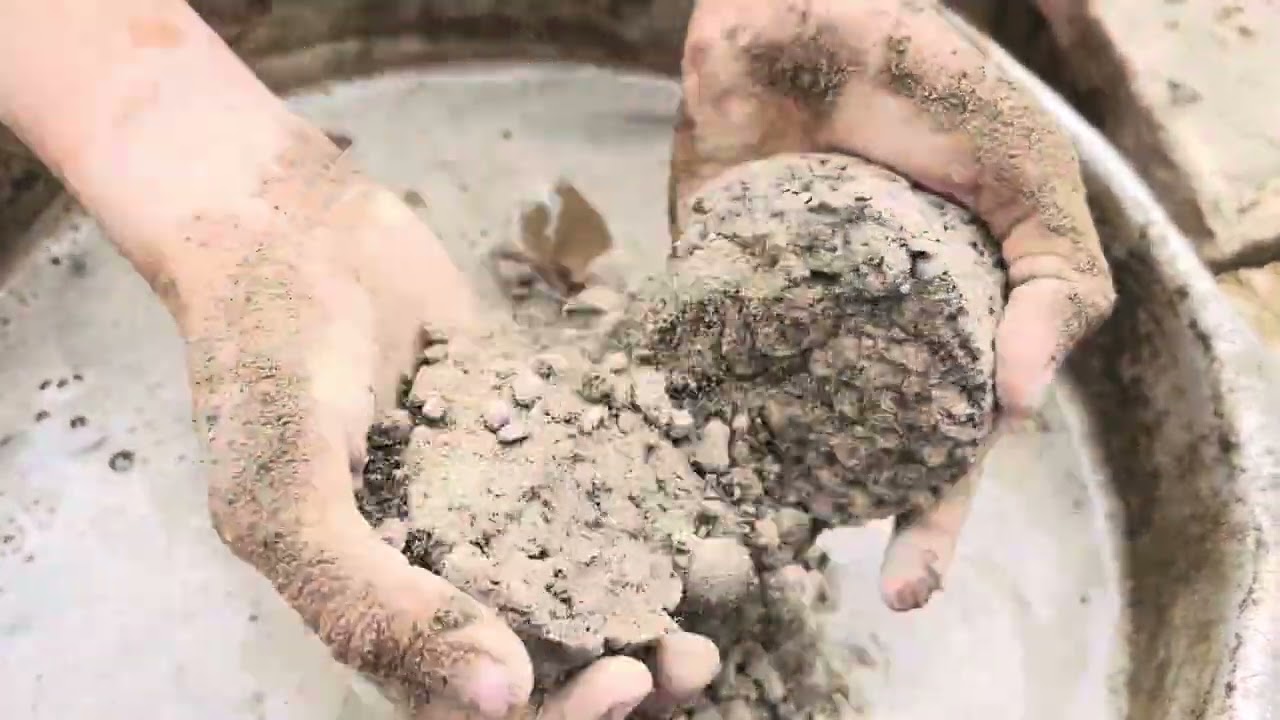Full yummy dusty crunchy boxes cement sand stone texture water crumbling #asmr #satisfying 