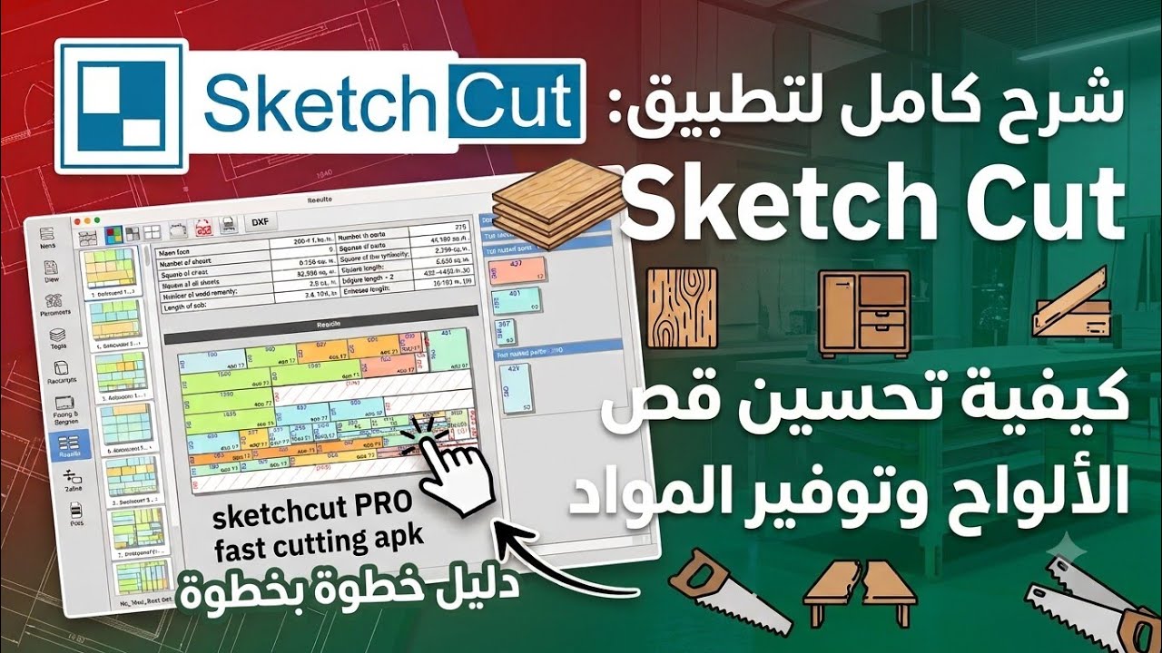 تطبيق قص وتقطيع ألواح الخشب والزجاج SketchCut