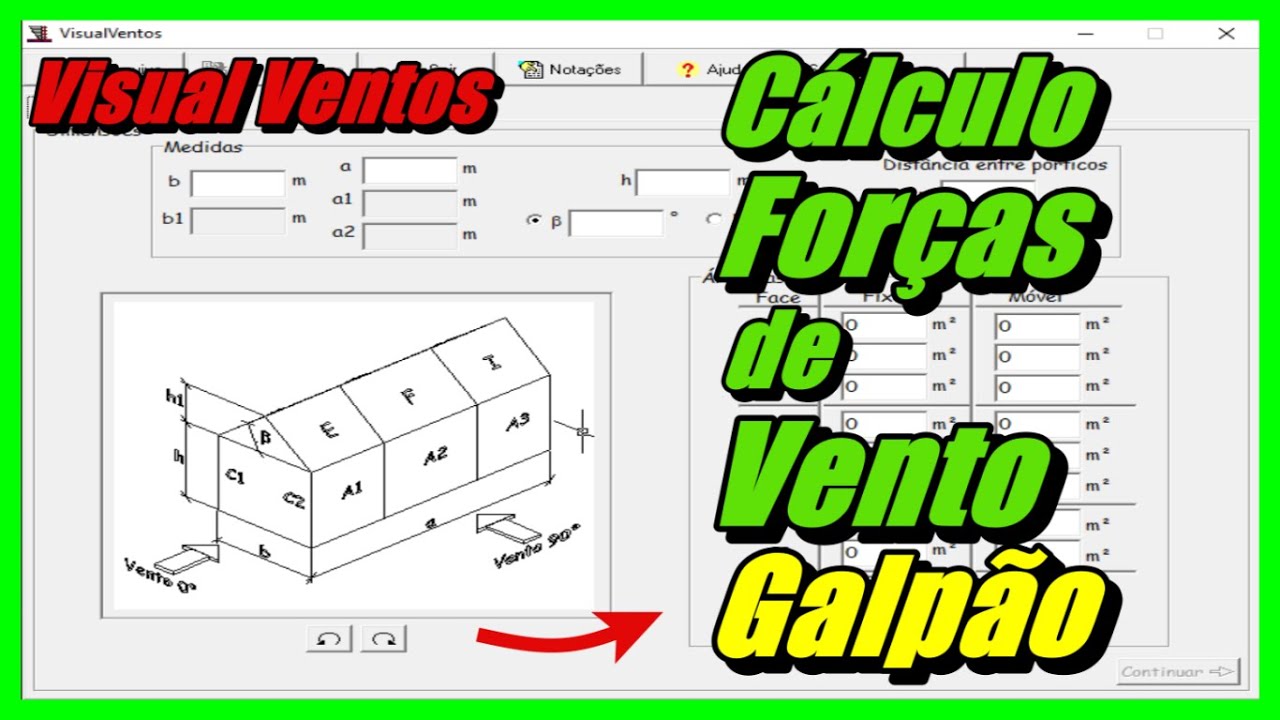 Programa Visual Ventos - Cálculo de vento em galpões - Software Gratuito