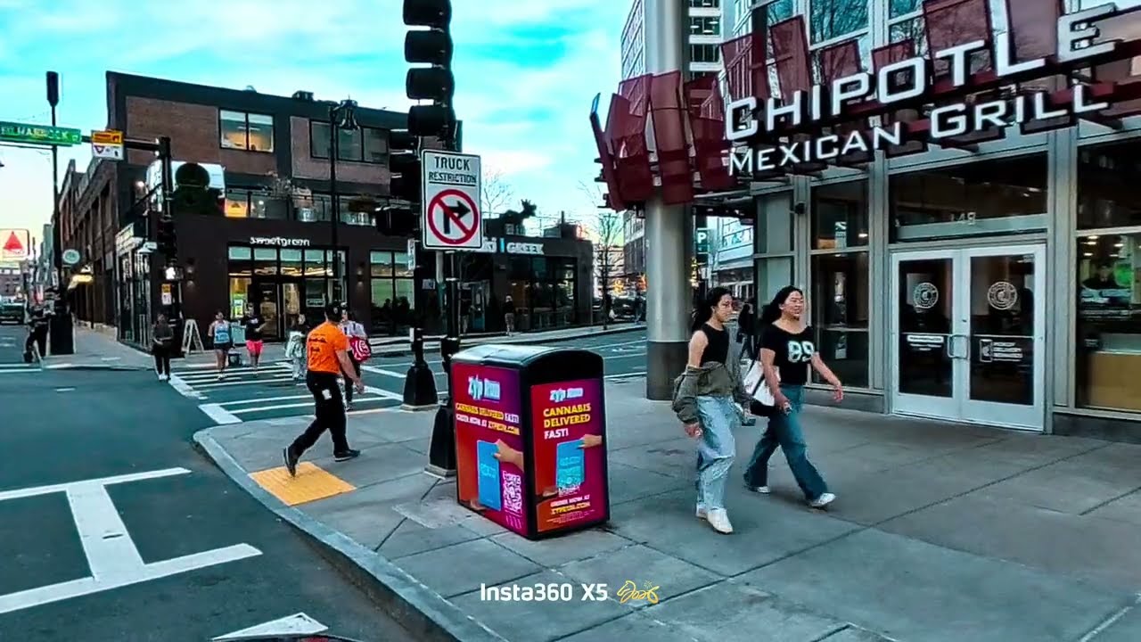 4K 🎧 Winter or Spring I Relaxing 5 Minute Drive through Sunny Fenway & Kenmore, Boston I No Music