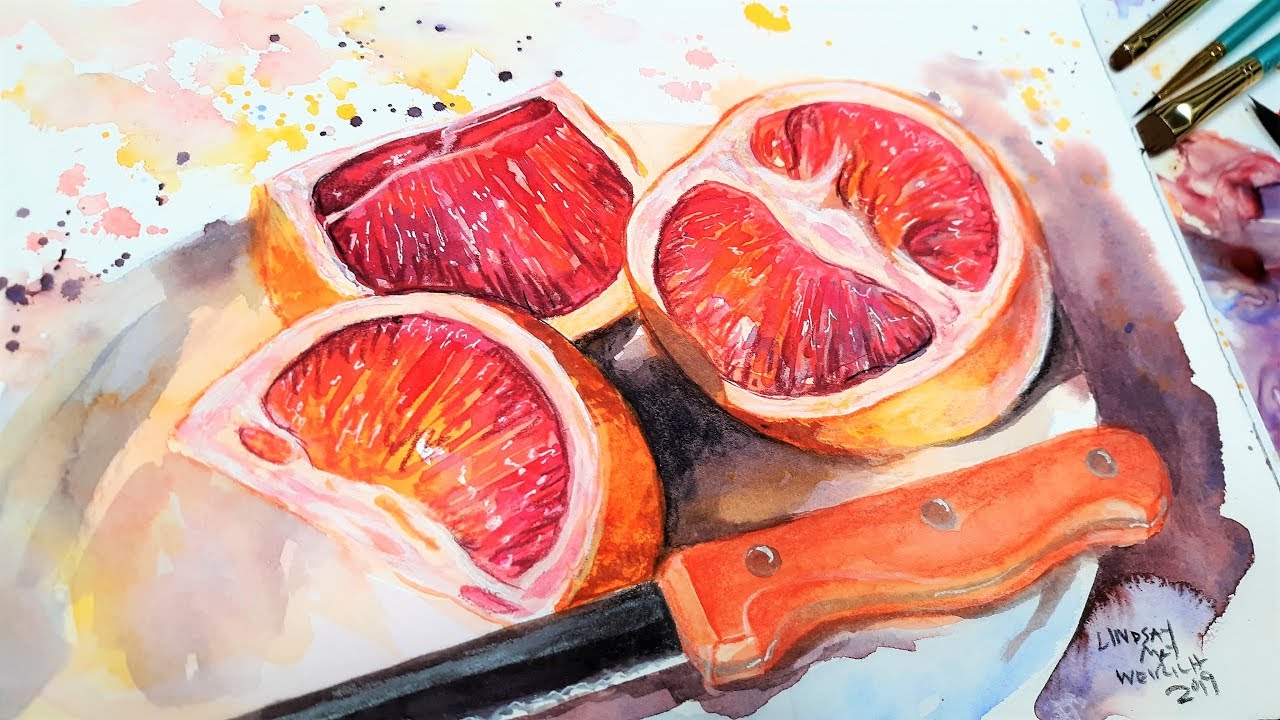 Loose & Juicy Grapefruit in Watercolor Real-Time Tutorial
