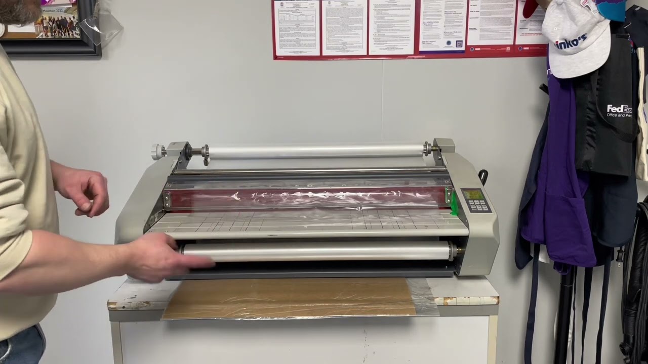 Installing lamination on a roll laminator. GBC, GMP, excelam, catena.