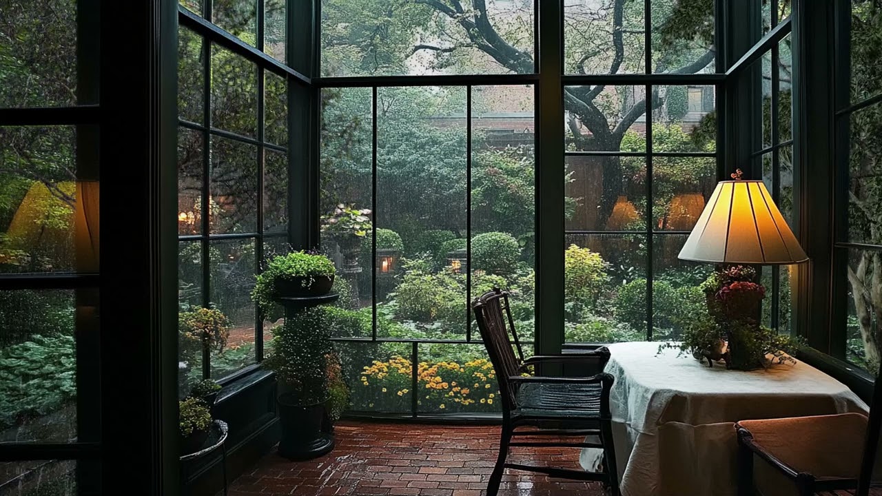 🍵🕯️ Tranquil Tea Lounge | Warm Candlelight, Soft Piano, and Rain Sounds for Ultimate Relaxation 🌧️🎶