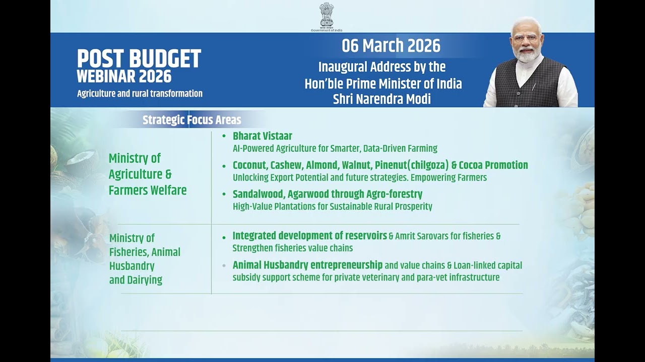 PM Modi Inaugural Address: Post Budget Webinar on Agriculture & Rural Transformation 2026
